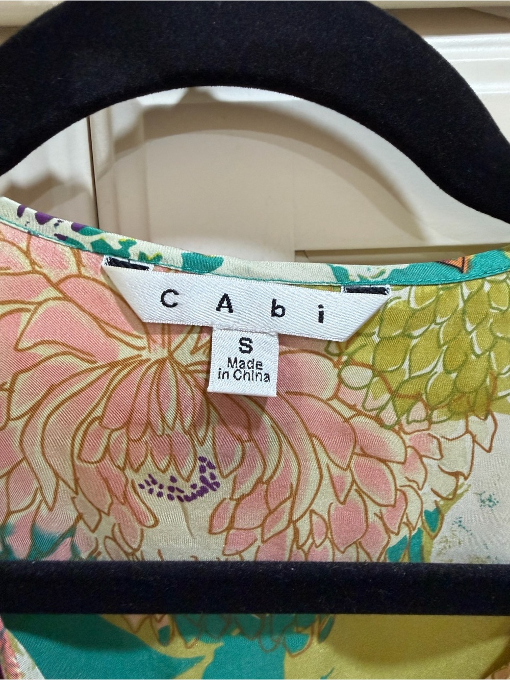 CAbi Teal and Pink Floral Blouse with Accents - Picture 2 of 4